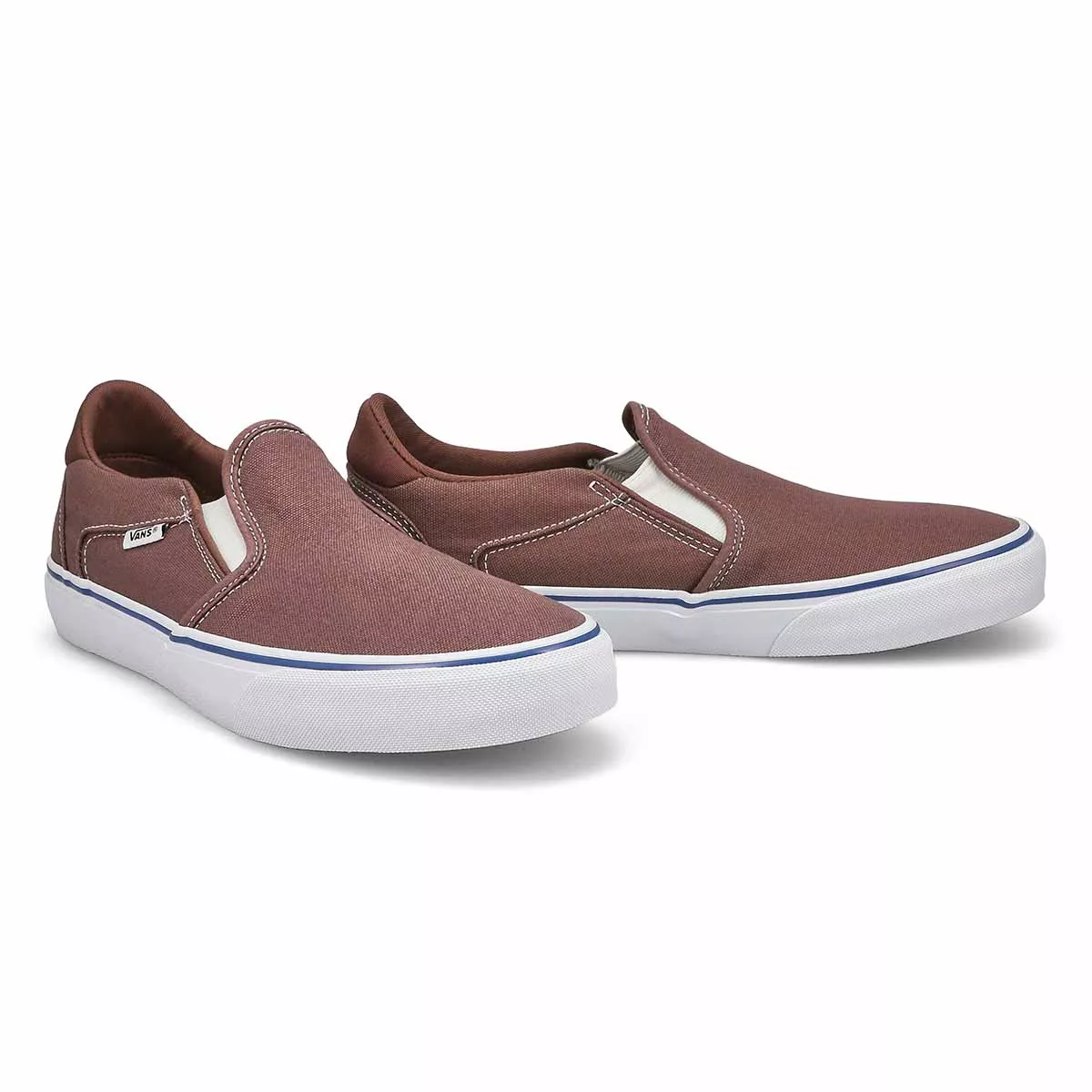 Affordable Vans, Men's Asher Deluxe Slip On Sneaker - Taupe White 0113