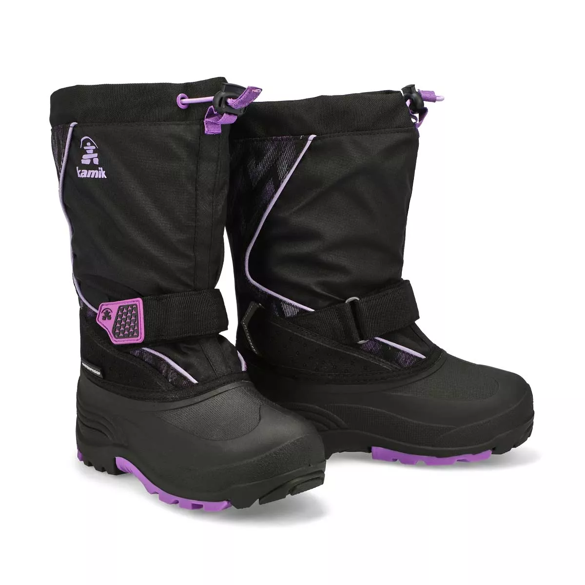 Affordable Kamik, Girls' Snowfall P Waterproof Winter Boot - Black Purple 0129