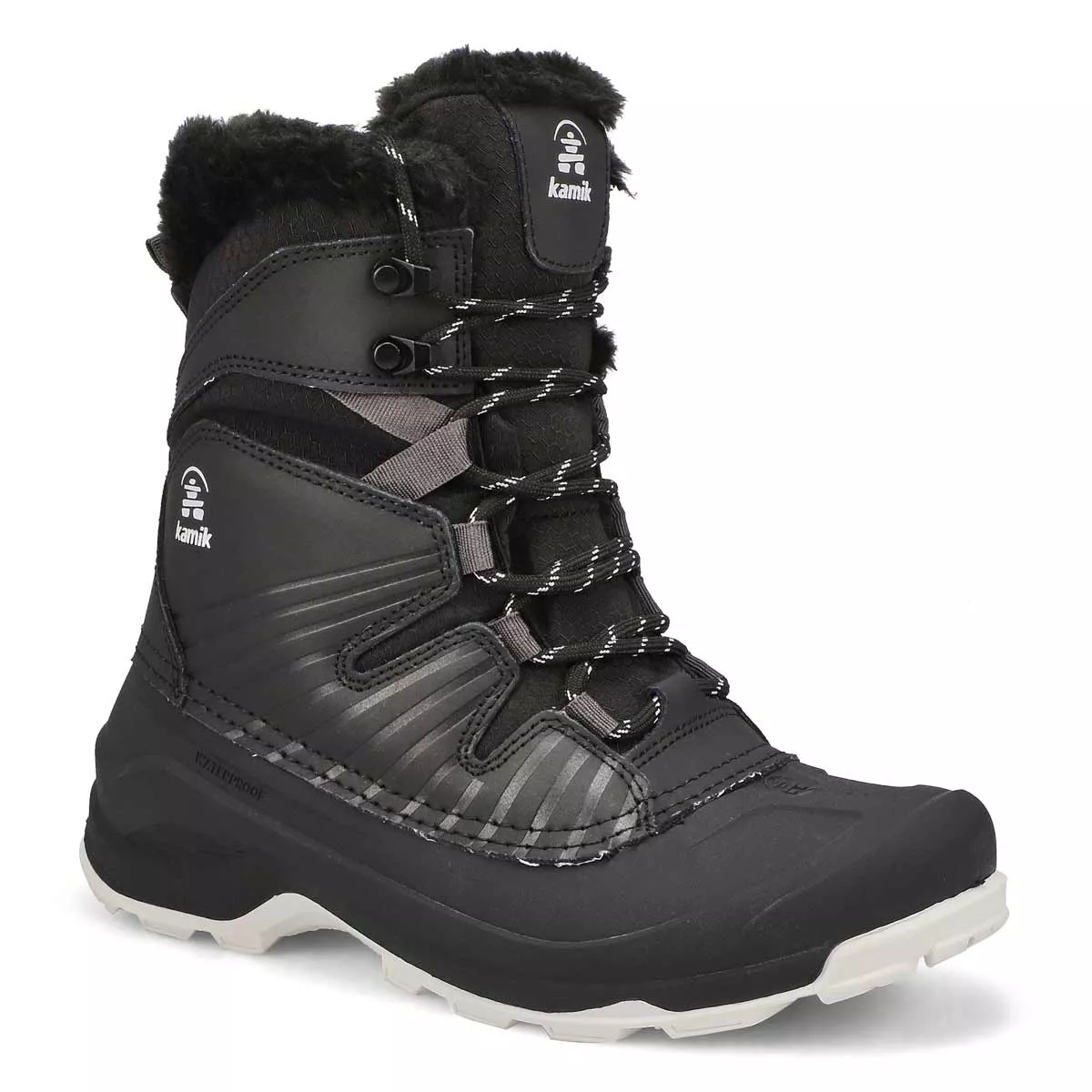 Cheap Kamik, Women's Iceland F Waterproof Winter Boot - Black White 0127