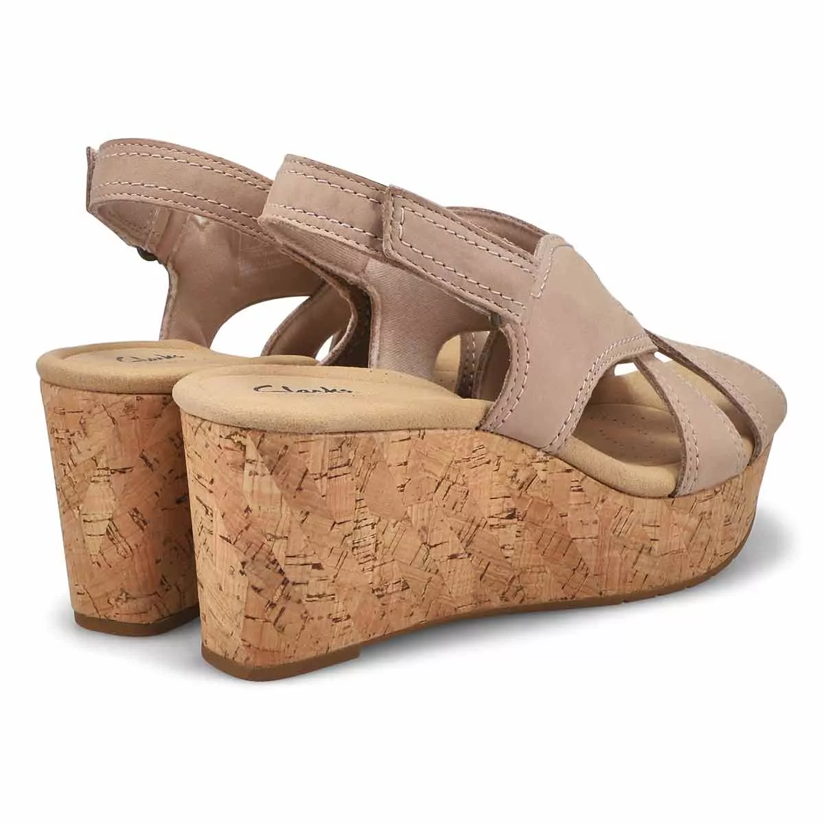 Affordable Clarks, Women's Rose Erin Wedge Sandal - Sand 0119