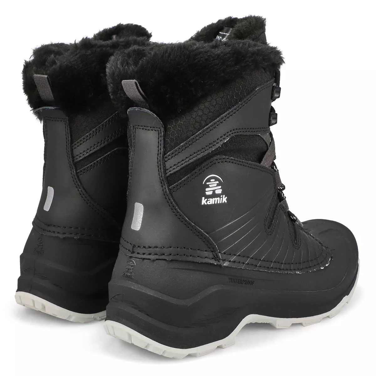 Cheap Kamik, Women's Iceland F Waterproof Winter Boot - Black White 0127