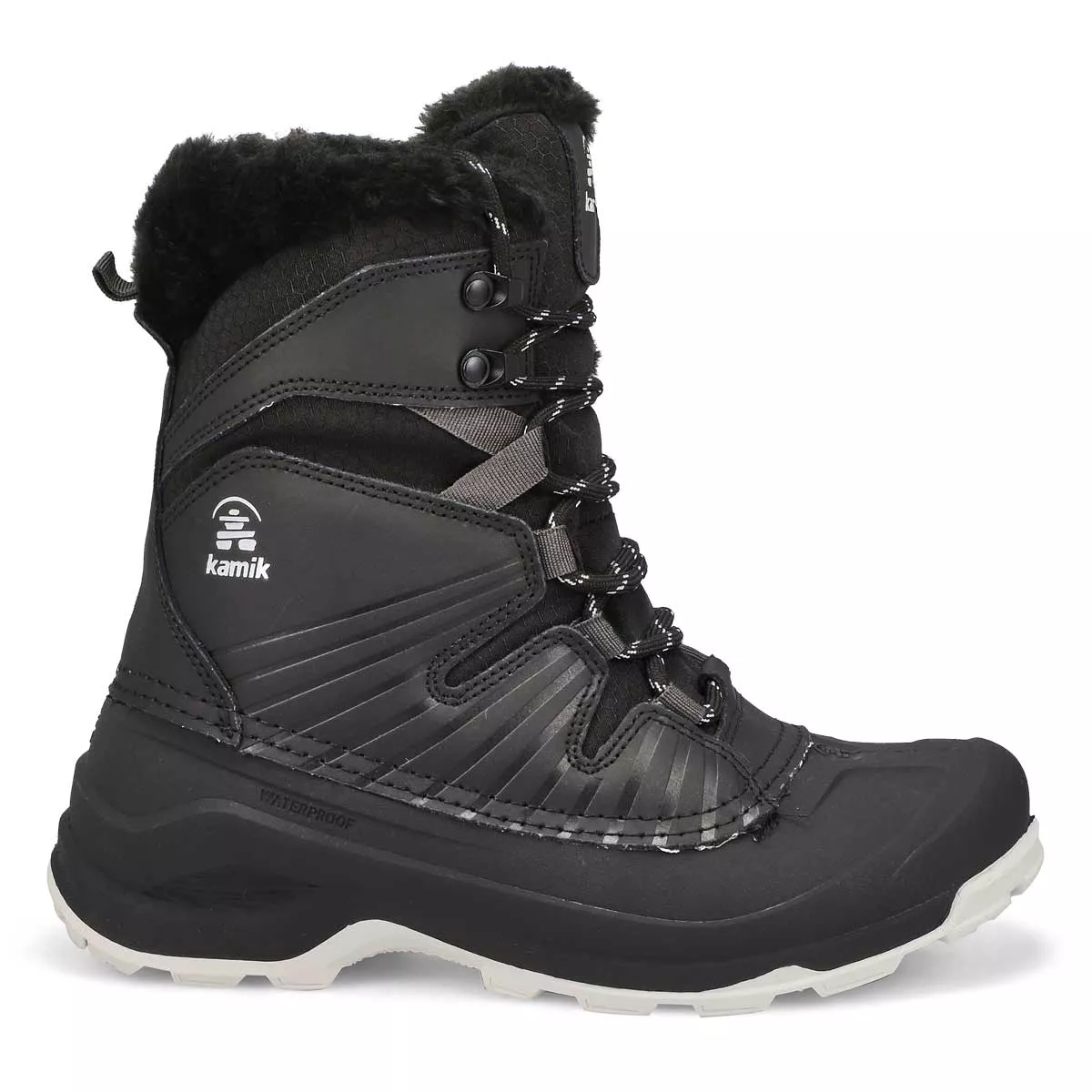 Cheap Kamik, Women's Iceland F Waterproof Winter Boot - Black White 0127