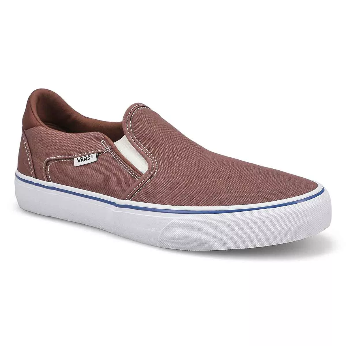 Affordable Vans, Men's Asher Deluxe Slip On Sneaker - Taupe White 0113