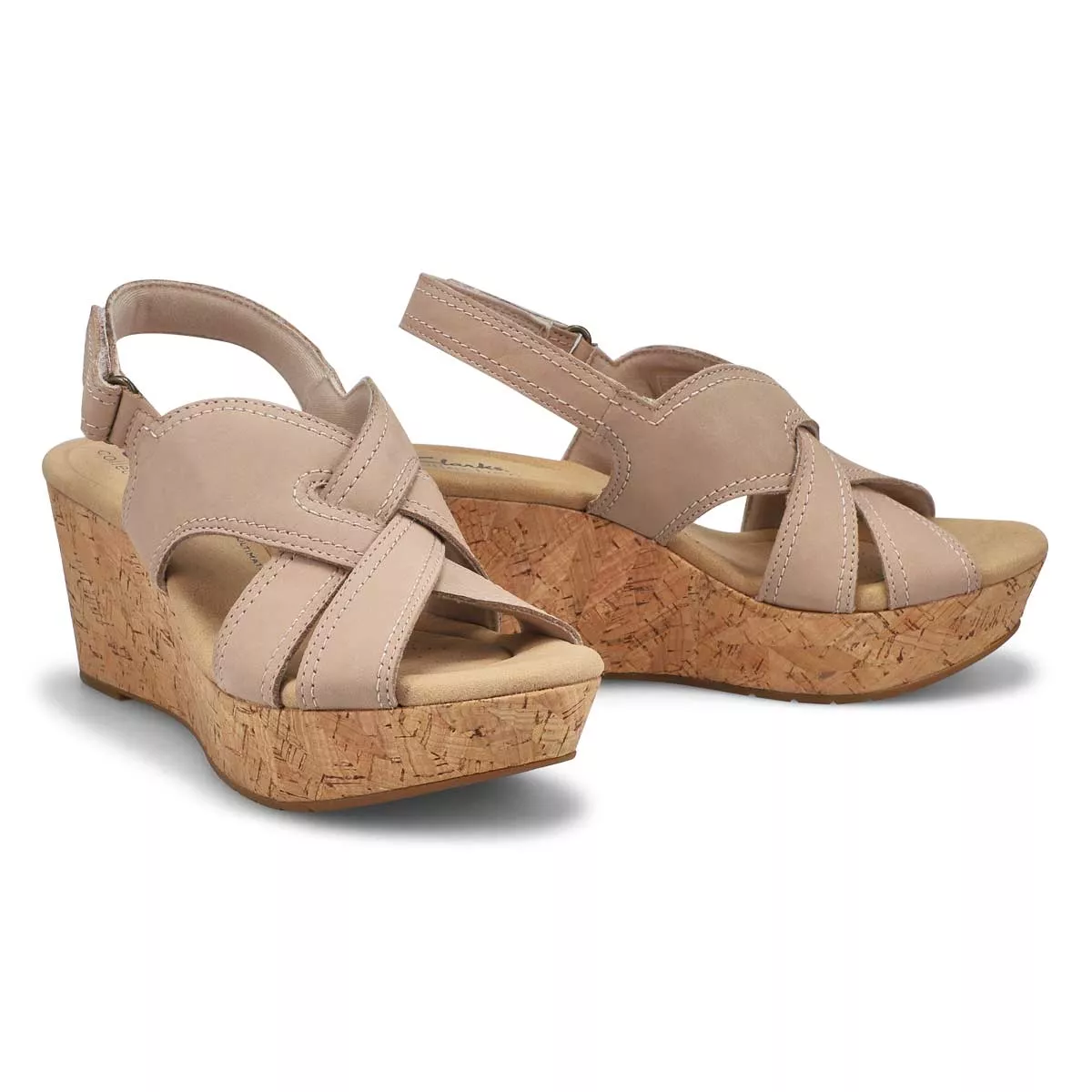 Affordable Clarks, Women's Rose Erin Wedge Sandal - Sand 0119