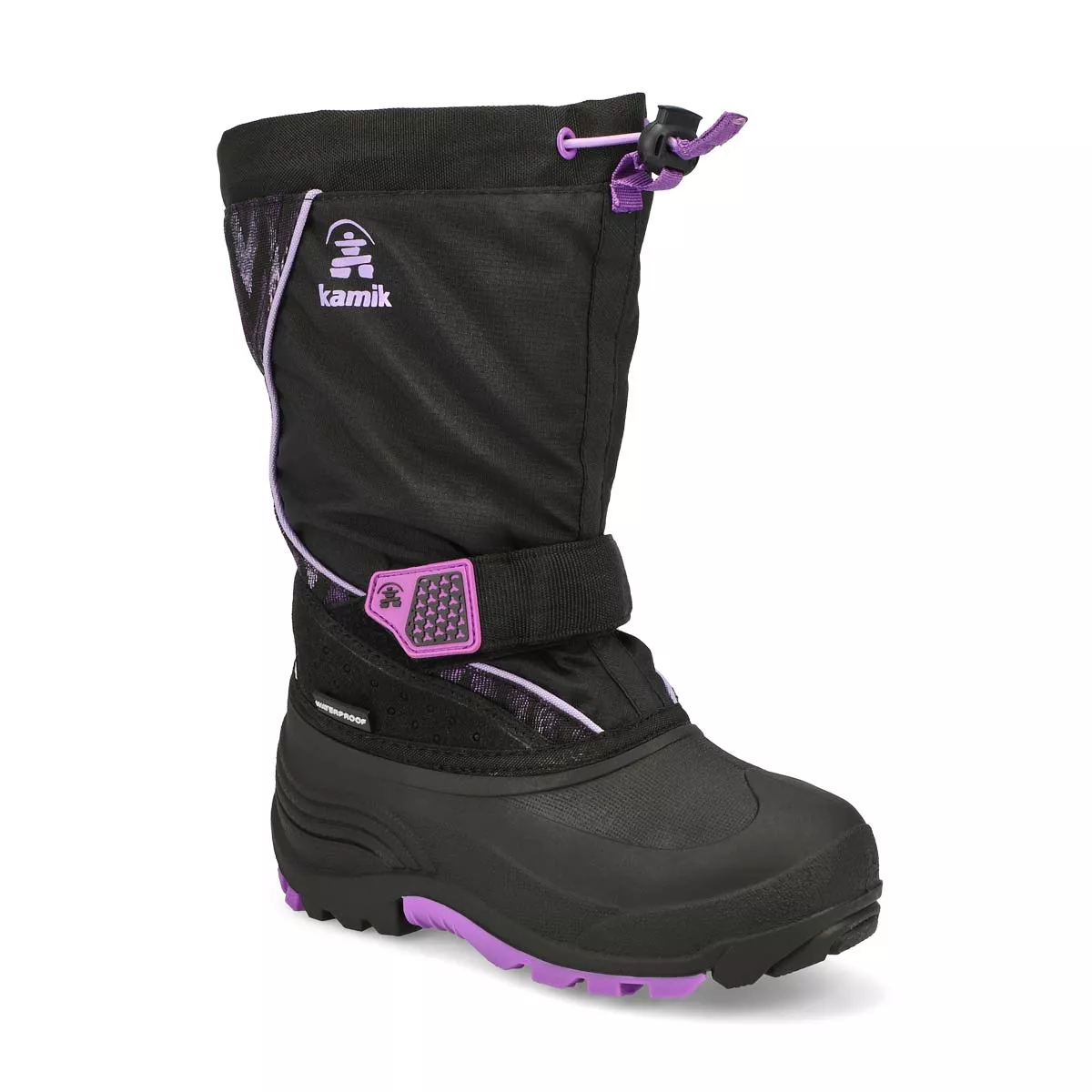 Kamik, Girls' Snowfall P Waterproof Winter Boot - Black Purple 0129