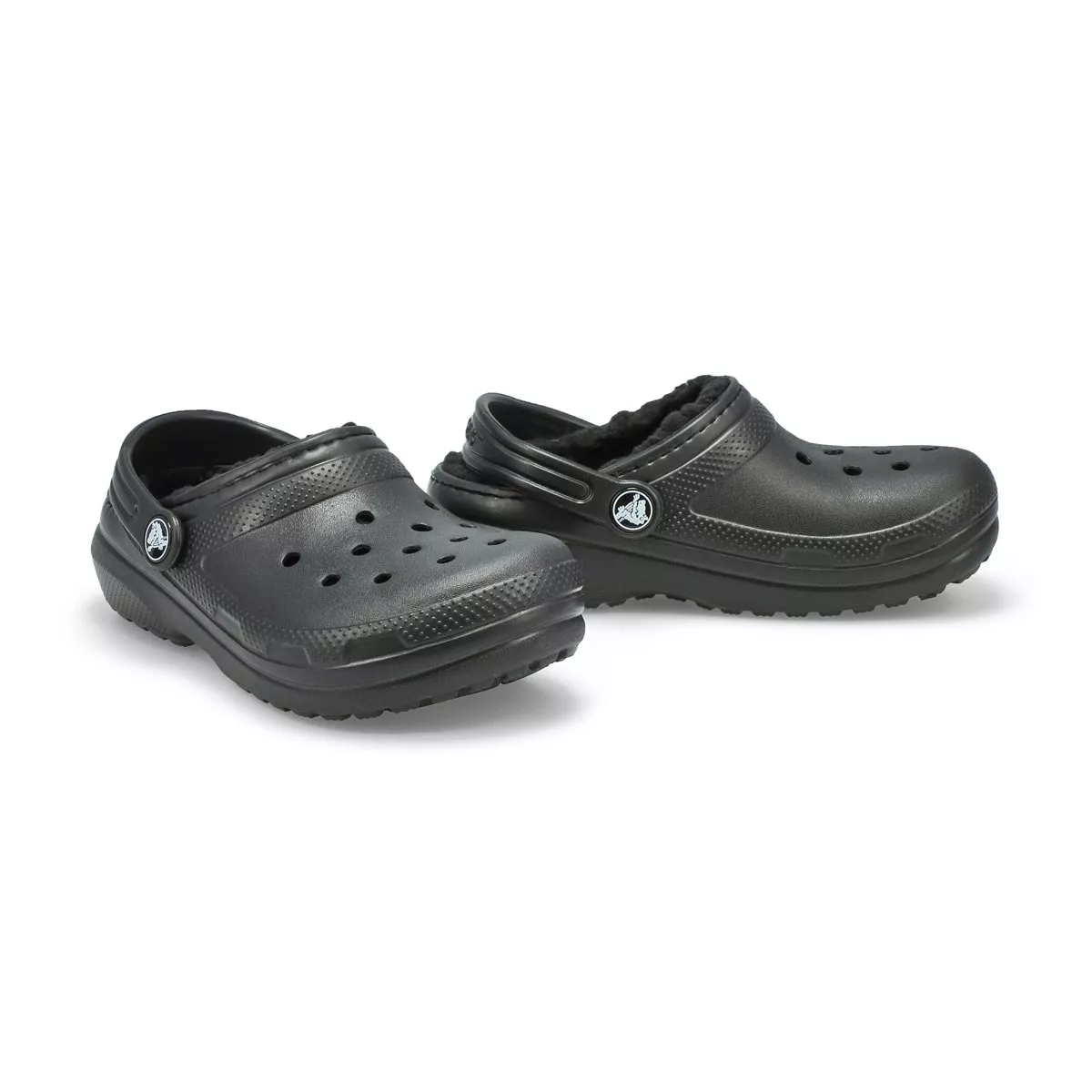 Cheap Crocs, Kids Classic Lined Comfort Clog - Black 0131